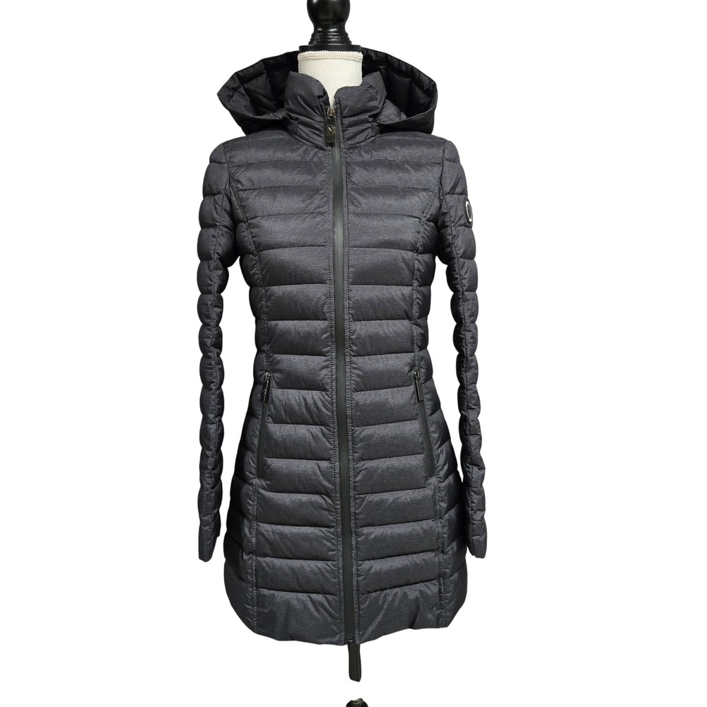 Nautica Puffer Coat Charcoal Grey Water Resistant Hooded Parka Women's Size XS